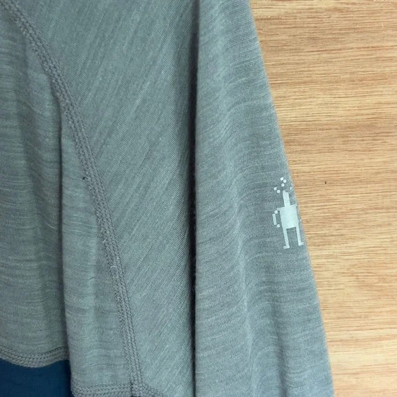 Smartwoot merino sport 120 biking top men's size XL 3/4 sleeve gray blue wool - Picture 2 of 7